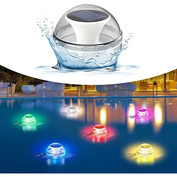 Poolbelysning, Flytande Poolbelysning, IP65 Vattentät Flytande Poolbelysning, Solenergi Dammlampa med Färgväxlande Vattentät Bolllampa för Simbassäng