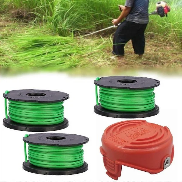 Trimmerdelar 3-pack Trimmerspolelina Plus Lock Kompatibel med Black Decker GL7033 GL8033 GL9035 Lämplig för Strimmer Rep
