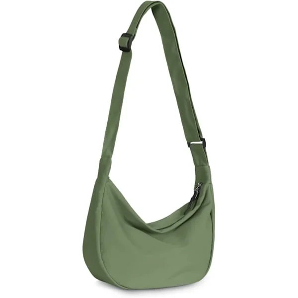 Small Sling Crossbody Bag for Women Men Trendy, Mini Crescent Bag with Adjustable Strap, 2 Zippers Lightweight Nylon Bag