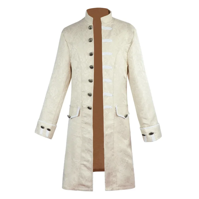 AliExpress - Manteau coupe-vent de style médiéval pour homme, vintage, à revers, jacquard, mi-long, trench-coat, costume de fête d'Halloween, vêtement