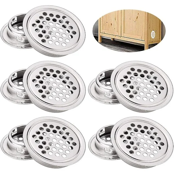 Ventilationsgaller 10 stycken Rostfritt Stål Luftventil Galler Hål Rostfritt Stål Runda Luftventil Galler För Kök Möbler Ventilation Utlopp
