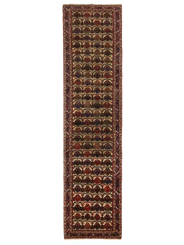 Orientalischer Afshar Shahre Babak Teppich 100X400 Läufer Braun/Schwarz Wolle