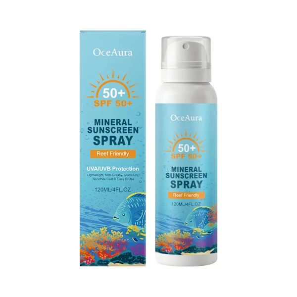Mineral solkrem spray: Fukter og frisker opp hud i ansikt og på kropp.