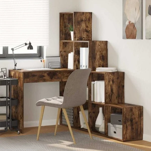 vidaXL Hörnskrivbord Rökt ek 101,5 x 149,5 x 149,5 cm Konstruerat trä