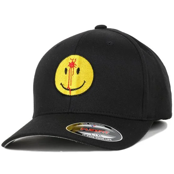Iconic - Zwart flexfit Cap - Smiley Headshot Black/Yellow Stretch Fit @ Hatstore