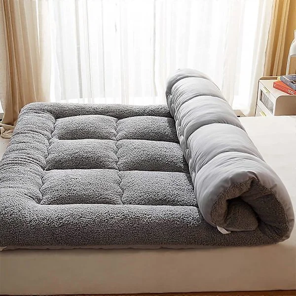Japansk Futonmadrass Tatami Gulvmadrass, Sammenleggbar Rullmadrass, Grå 90x200cm, Bærbar Myk Sovematte