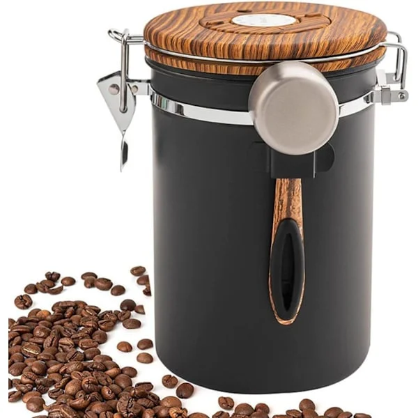 1500/1800 ml kaffeboks i rustfritt stål, lufttett oppbevaringsboks for mat med skje