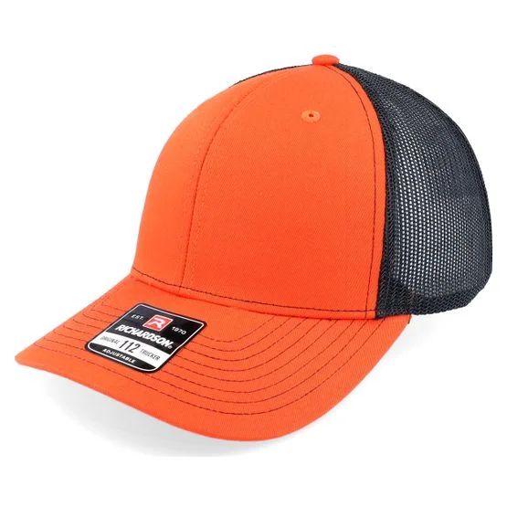 Richardson - Oransje trucker Caps - 112 Split Orange/Black Trucker @ Hatstore