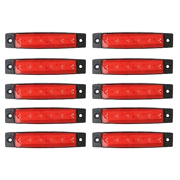 10X 12V LED Rød Posisjonslys Sidemarkeringslampe Indikatorlampe Strip Lastebil Tilhenger Lastebil