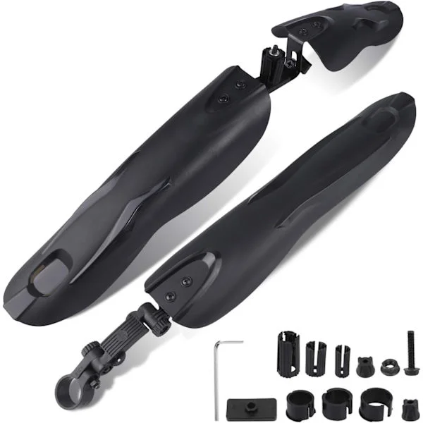 Sykkel Skjermsett for 24/26/27.5/29 Tommer, Universelt 3-Delt Full Kåpe Bredt Justerbart Sykkel Mudguard Sett, MTB Terrengsykkel Front Bak Mudguard