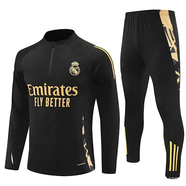 Säsongen 2425 Real Madrid Marseille Atletico Manchester United Manchester City Portugal Halvdrag Tröja Kostym Långärmad Fotbollsträningsdräkt Svart 