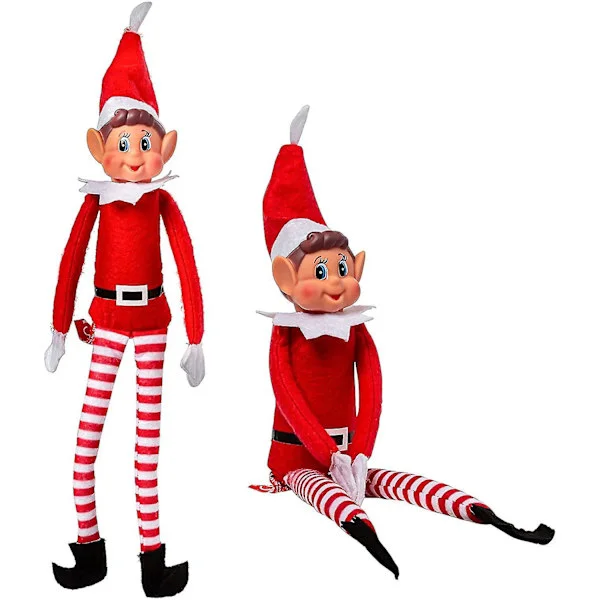 1 pc Elf behaving badly with velcro in hand - Long-legged Elf Soft Plush - Christmas novelty - Elf with hat and tag Christmas