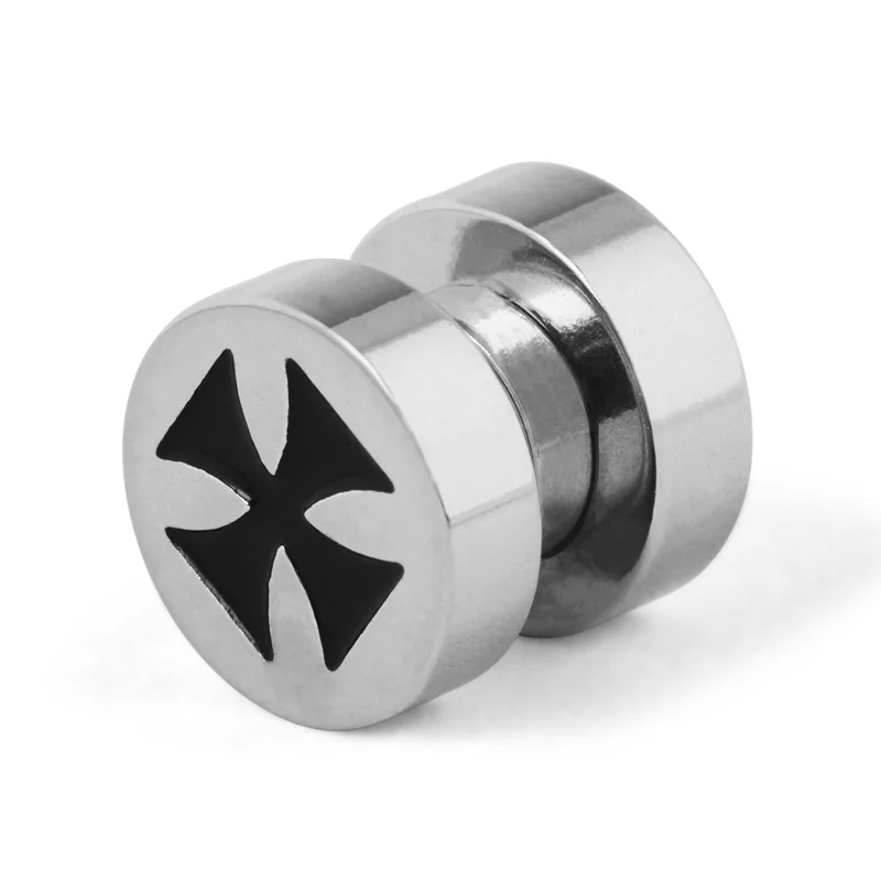 Steel Iron Cross Magnetic Earring for Men - Magnetic earrings