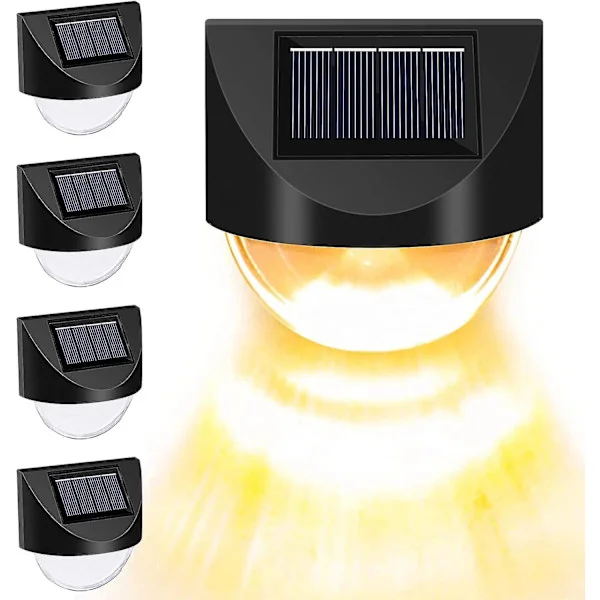Solcellsbelysning för Staket, 4-pack, Trådlös IP65 Vattentät, Solcellsbelysning för Däck, Solcellsbelysning för Trappor, Utomhusbelysning för Patio, 
