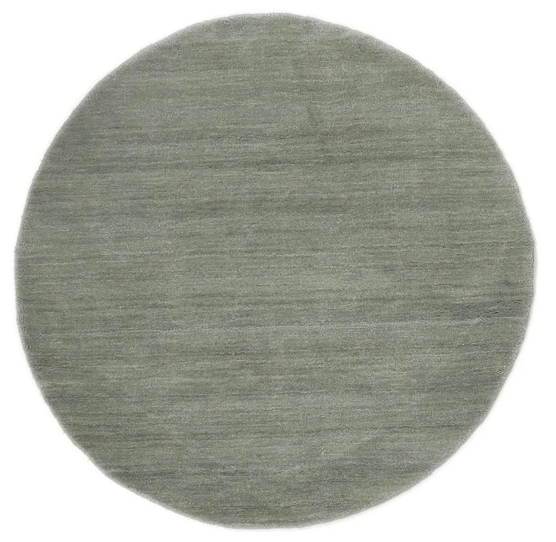 Handloom Ø 100 Small Light Green Plain (Single Colored) Round Wool Rug