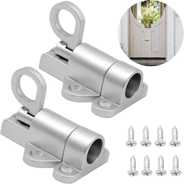 2 st automatiska fjäderlås i aluminiumlegering, skjutdörrslås, dörrbeslag och lås, automatiskt fjäderdörrlås, köksskåp (silver)