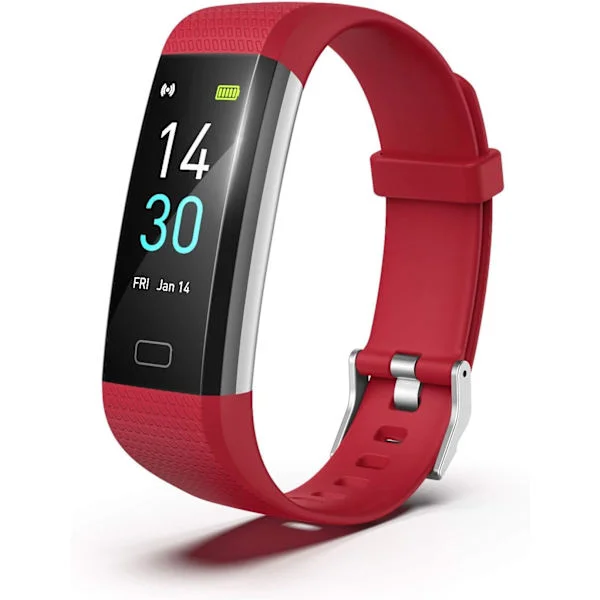 Fitness tracker, vandtæt aktivitetsur, smart armbånd med skridttæller, søvnur, kalorieberegner, fitness tracker (rød)