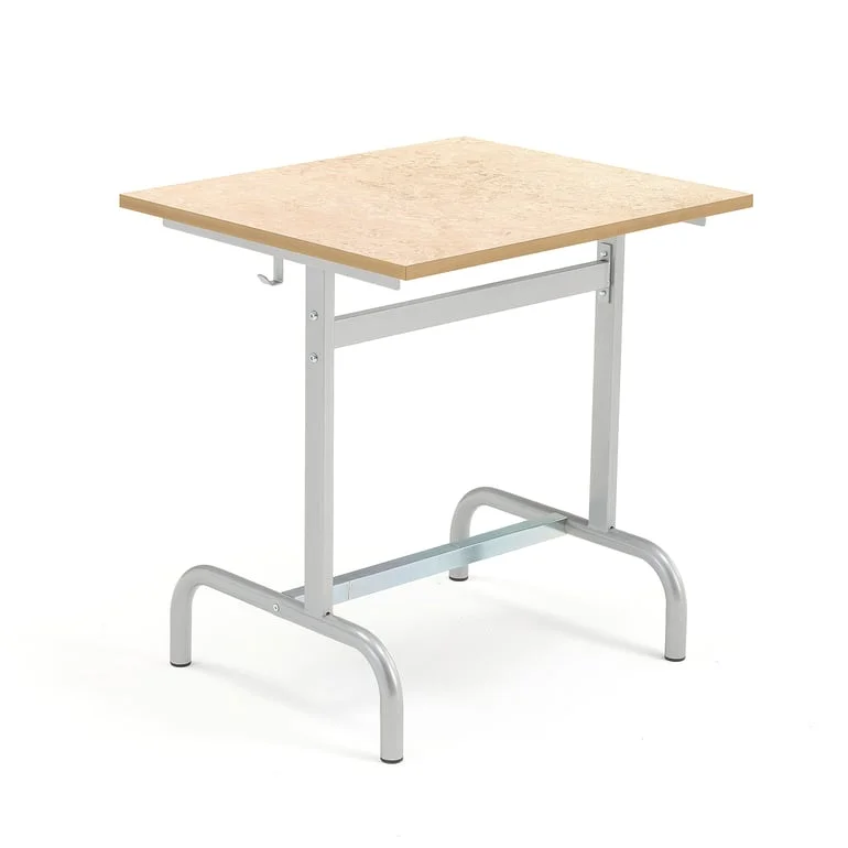 School desk 180, silver, beige linoleum