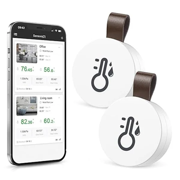 Bluetooth Termometer & Hygrometer med Datalagring / Trådløst termometer og hygrometer med App og Datavisning
