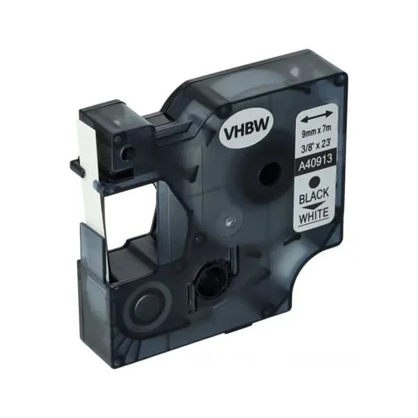 Kassettbånd for Dymo 9 mm, svart/vit - erstatter 40913 / Dymo LabelManager 160/280