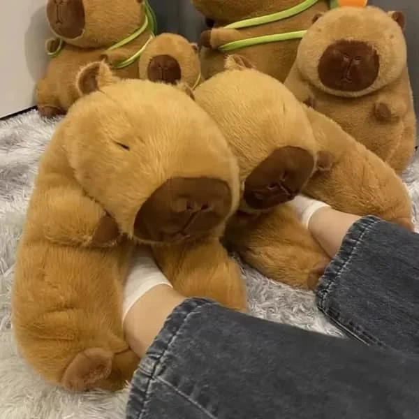 Søde tegneserie Capybara bomuldstøfler Husholdningspose Hæl Ikke-ældre Varm Åndbar Indendørs Plys Sko Par Bløde hjemmesko One size fits all
