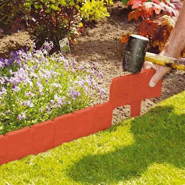 10 st Bruna Kantstenar för Trädgårdsplast Gräsmatta Kantsten Trädgård Imitation Sten Kantstaket för Trädgård Växt Blomsterrabatt Kant