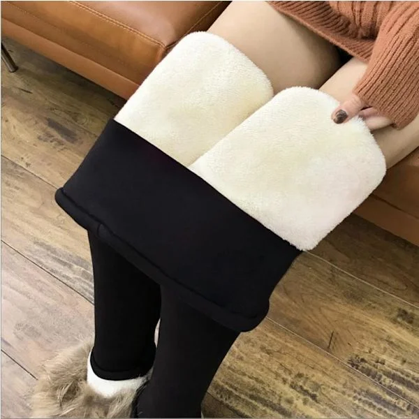Dam Vinter Leggings Hög Midja Varmfodrade Tjocka Ogenomskinliga Tights Stretchbyxor Termiska Tights Leggings för Höst Vinter