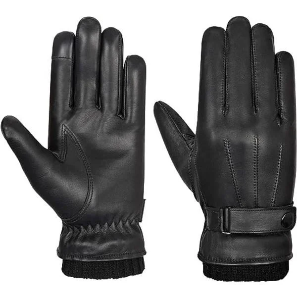 Men's Leather Gloves | Warm Winter Gloves for Men with Touchscreen