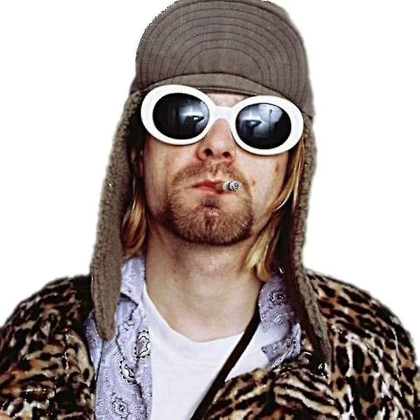 Svala Nirvana Kurt Cobain-inspirerade Clout-solglasögon, Vita
