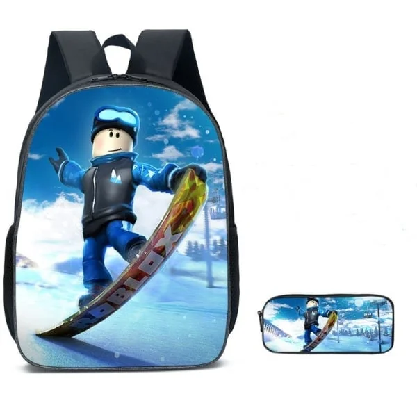Roblox Ryggsäck Skolväska Reseryggsäckar 2set - Julgåva Barn - Present - Blå-C Silver silver