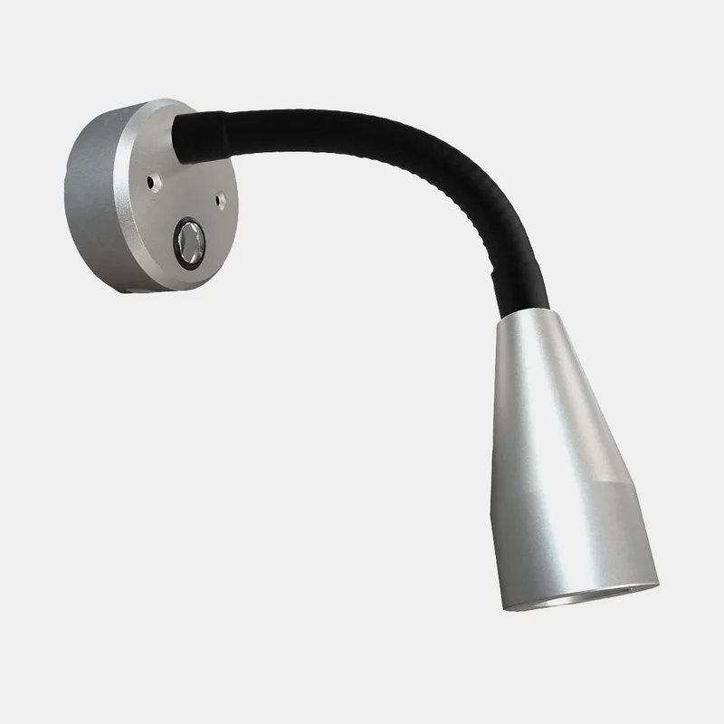 Reading light Casolux Mary Flex Mini, aluminium, grey, LED, 10 - 30 V, 1.5 W, with USB socket + dimmer function