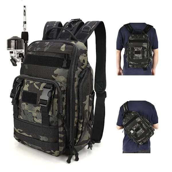 Fishing Tackle Storage Bag, Fishing Backpack with Rod Holder, Lightweight Single Shoulder Fishing Backpack, Sturdy and Durable Fishing Bag.