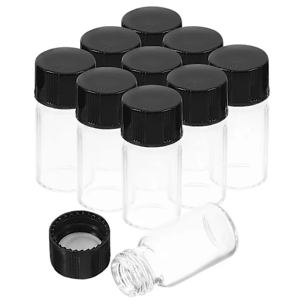 10 stk Klare Glassflasker Små Glassflasker Flytende Prøve Glassflasker Lekkasjesikre Glassflasker med Skrulokk