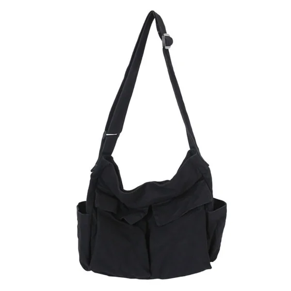 Messenger Bag for School Vintage Black Canvas Backpack for Women-FY-
