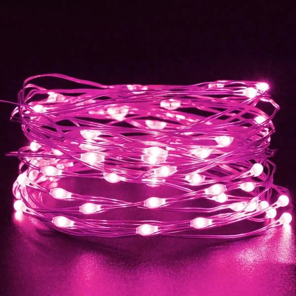 Pink String Lights, 3M/10ft 30LED Halloween Decoration Lights, Battery Operated Orange String Lights Compatible with Halloween, Christmas Decorations