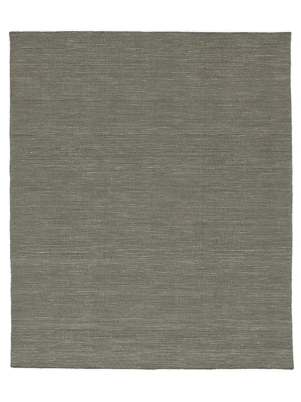 Plain (Single Colored) Large Handloom Flat Rug - Dark Grey 250X300 Wool, Modern Style