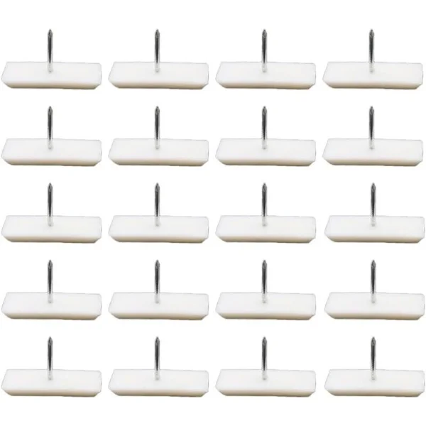 Förpackning med 20 spikar för möbelben i trä och plast för soffor, bord och skrivbord. 30 x 12 mm. Enkel spik