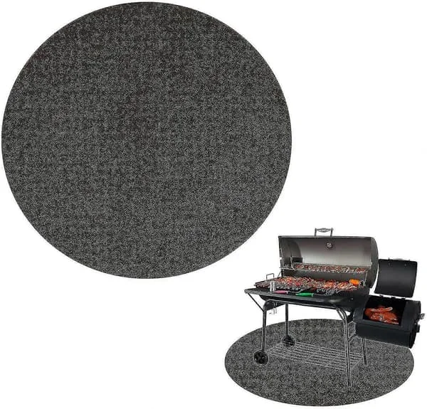 Rund Eldstad Matta För Trädäck, BBQ Grill Stänkskyddsmatta, Brandsäker Matta Värme