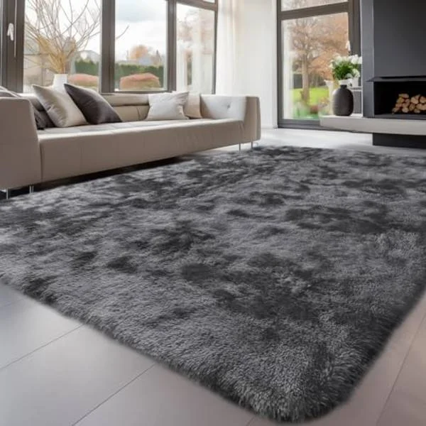 Syrliga Citronmattor Vardagsrum 275x370cm, Grå Matta Områdesmattor för Sovrum, Tvättbar Halkfri Extra Stor Luddig Mjuk Matta Fluffig Modern Golvmatta