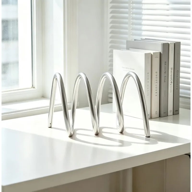 AliExpress - Moderner Roter Metall-Bogen-Buchständer, Desktop-Zeitschriftenhalter, Niedlicher Tisch-Buchorganizer für Zuhause und Büro