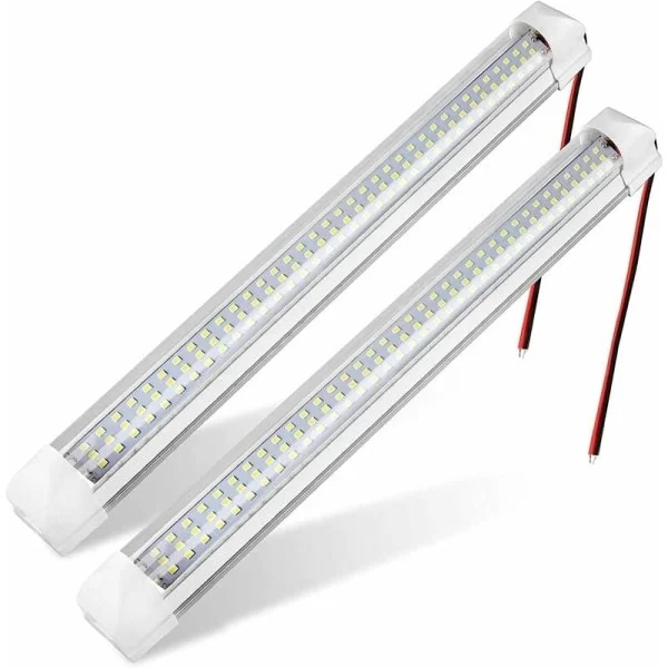 Innendørs LED-lysbjelke 12V, Universell 108 LED-lysstripe med av/på-bryter, Hvit lampe for varebil, bil, bobil, campingvogn, båt, bobil, kjøkken, bad