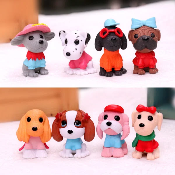 8 st Hund Tårtdekoration, Valp Tårtdekoration Muffinsdekoration, Mini Hund Valp Figurer Leksak Hund Tårtdekorationer för Barn Födelsedag