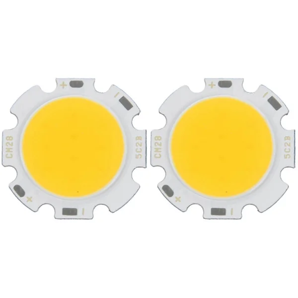 2x 5W Chip Ljus Runda Cob Super Ljusa Led Lampor Varmvita Dc15-17v