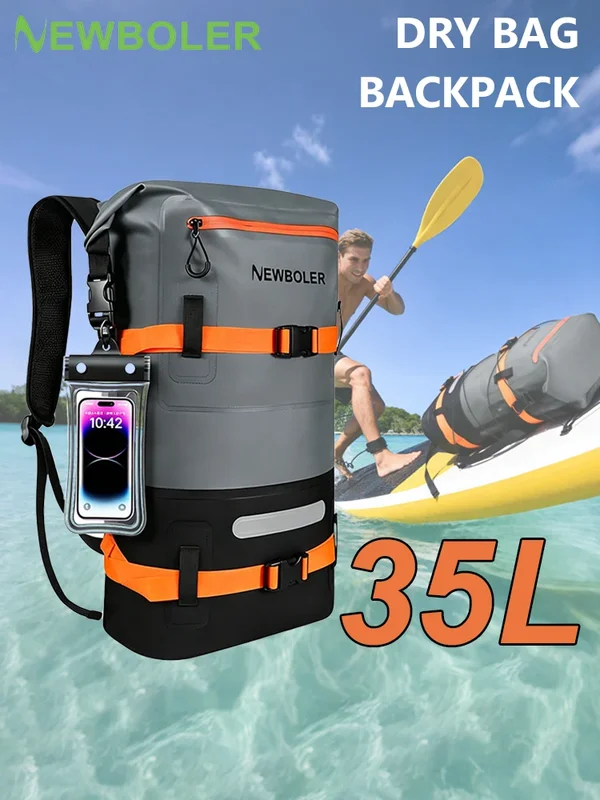 AliExpress - NEWBOLER – sac de rangement étanche en PVC pour sport de plein air, 35l, pour canoë, kayak, rafting, natation, sac de voyage, sac à dos, 