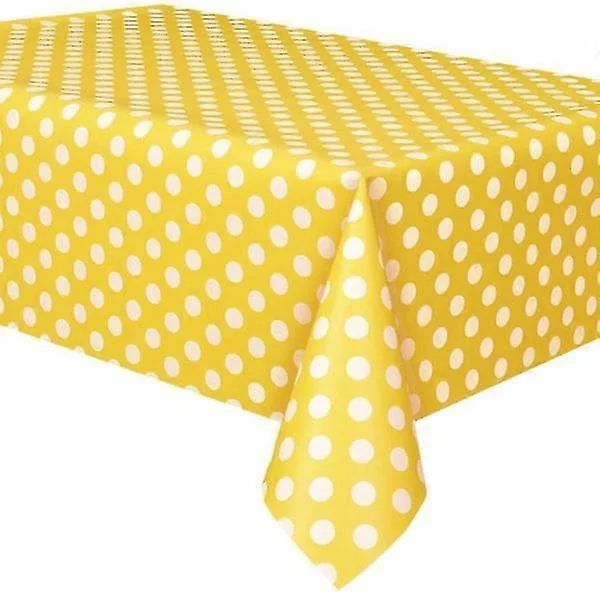 【BQ】PC (gul) rektangulær 137 x 183 cm prikket PVC voksduk bord