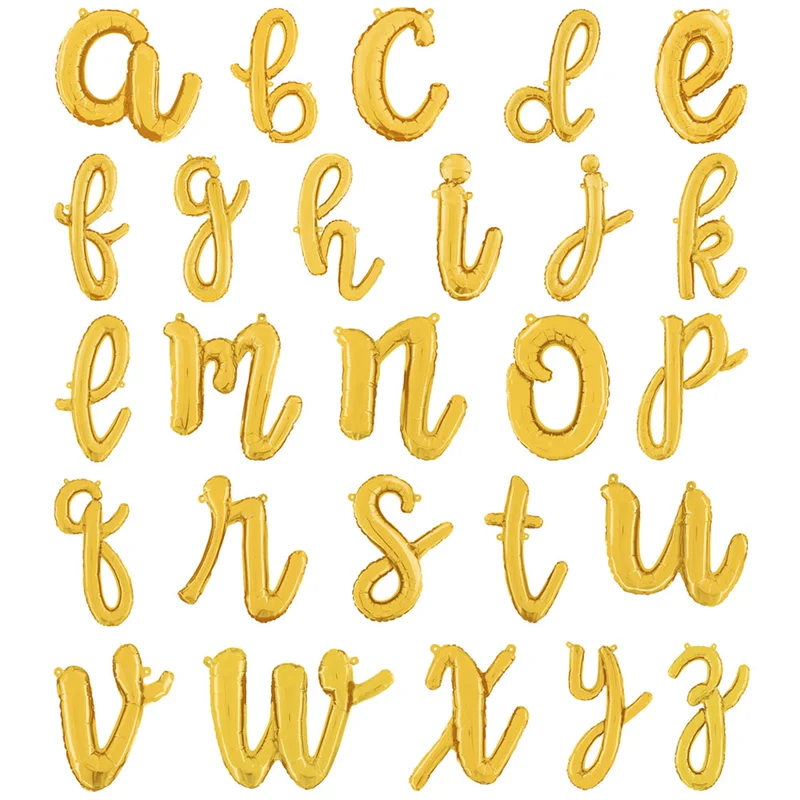 Bokstavsballonger Script Guld