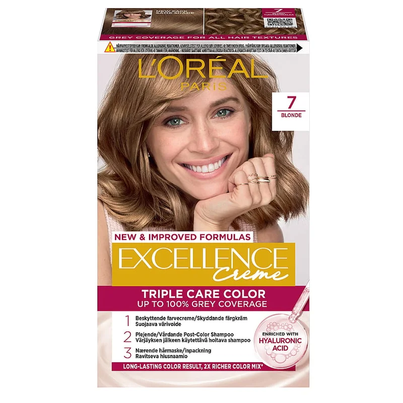 L'Oréal Paris Excellence Creme Permanent Color 7 Naturlig Blond, Hår, Hårfarve, Permanent Hårfarve