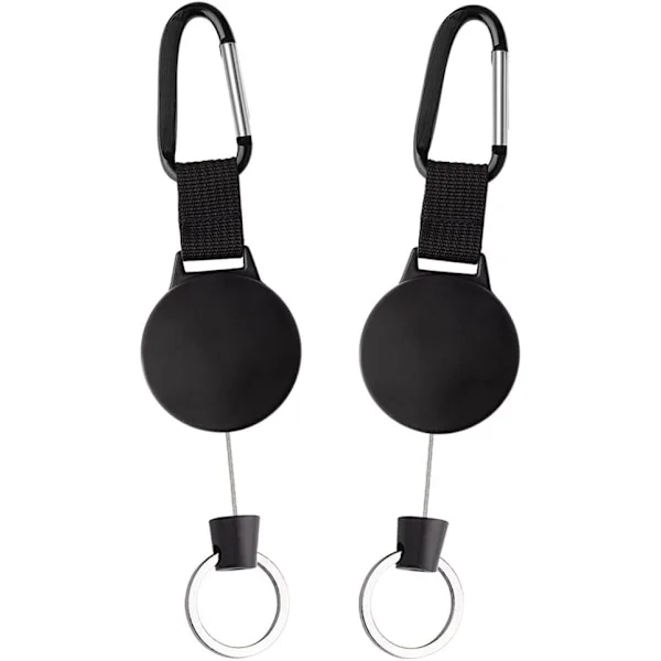 3 st ID-korthållare Jojo Heavy-duty utdragbar nyckelring Retractable Key Roll Key Jojo Key Chain med 65 cm/25 tum ståltrådskabel, Svart