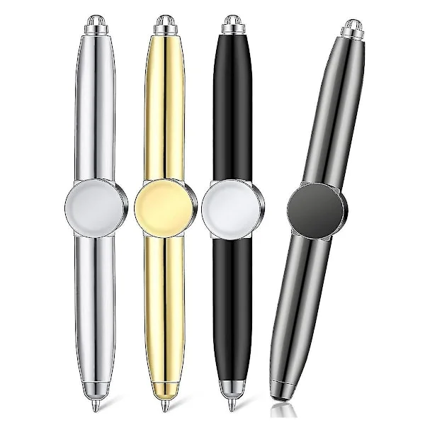 4 stk. Fidget Pen Spinner Kuglepen med LED-lys Multifunktionel Cool Angst Kuglepen Hjælp Stressreducerende Kuglepen (Som Vist)