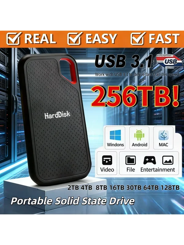 AliExpress - Disque dur externe portable Lenovo E61 SSD 2TB 6TB 8TB 256TB USB 3.1, dispositif de stockage haute vitesse pour ordinateur portable et 